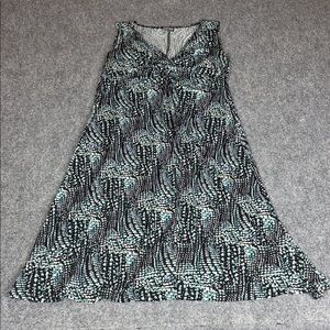 Nomadic Traders Black Maxi Dress with Teal and White Dot Wave Print